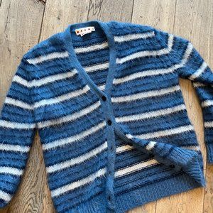 Marni Women's Mohair Striped Blue Cardigan Size 42